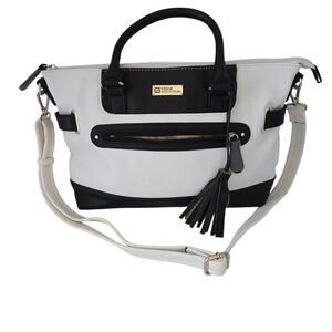 Stone Mountain Accessories White and Black Satchel with Tassel